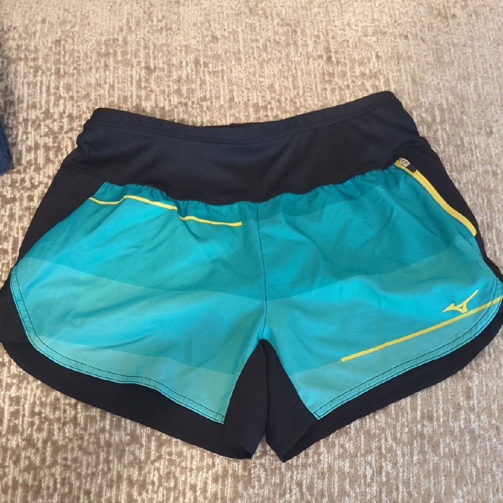 Mizuno Women's Athletic Shorts in Teal and Black
